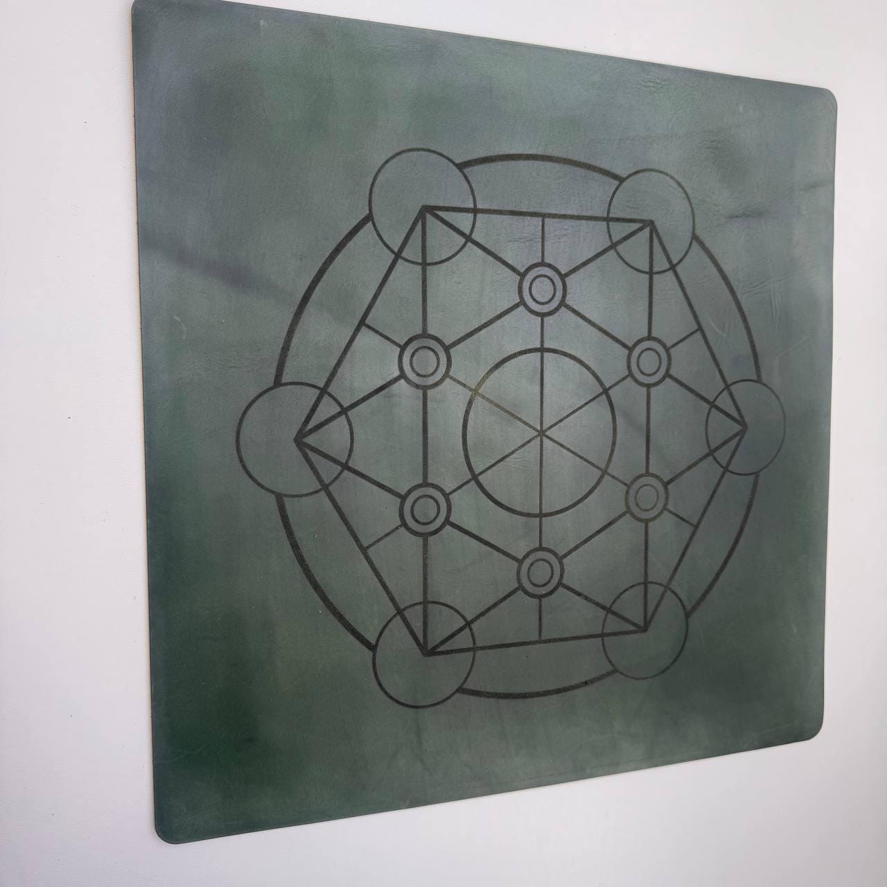 Metatron Circle Leather Dowsing Mat for Runes & Charms