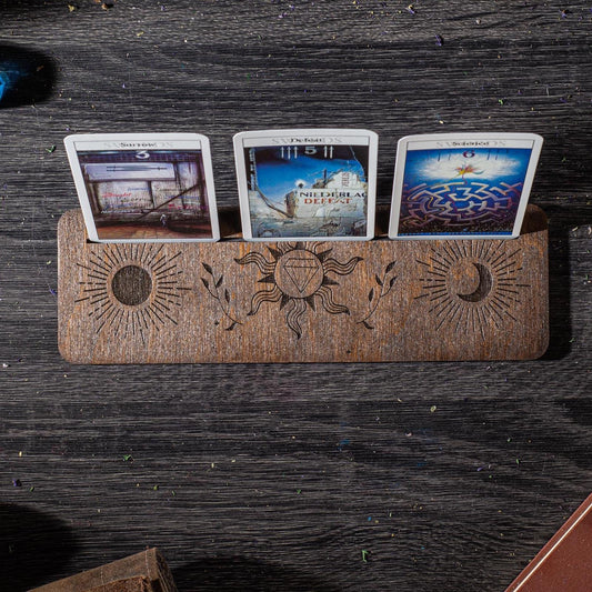 Engraved Rosewood Tarot Card Holder, Oracle Reading Stand