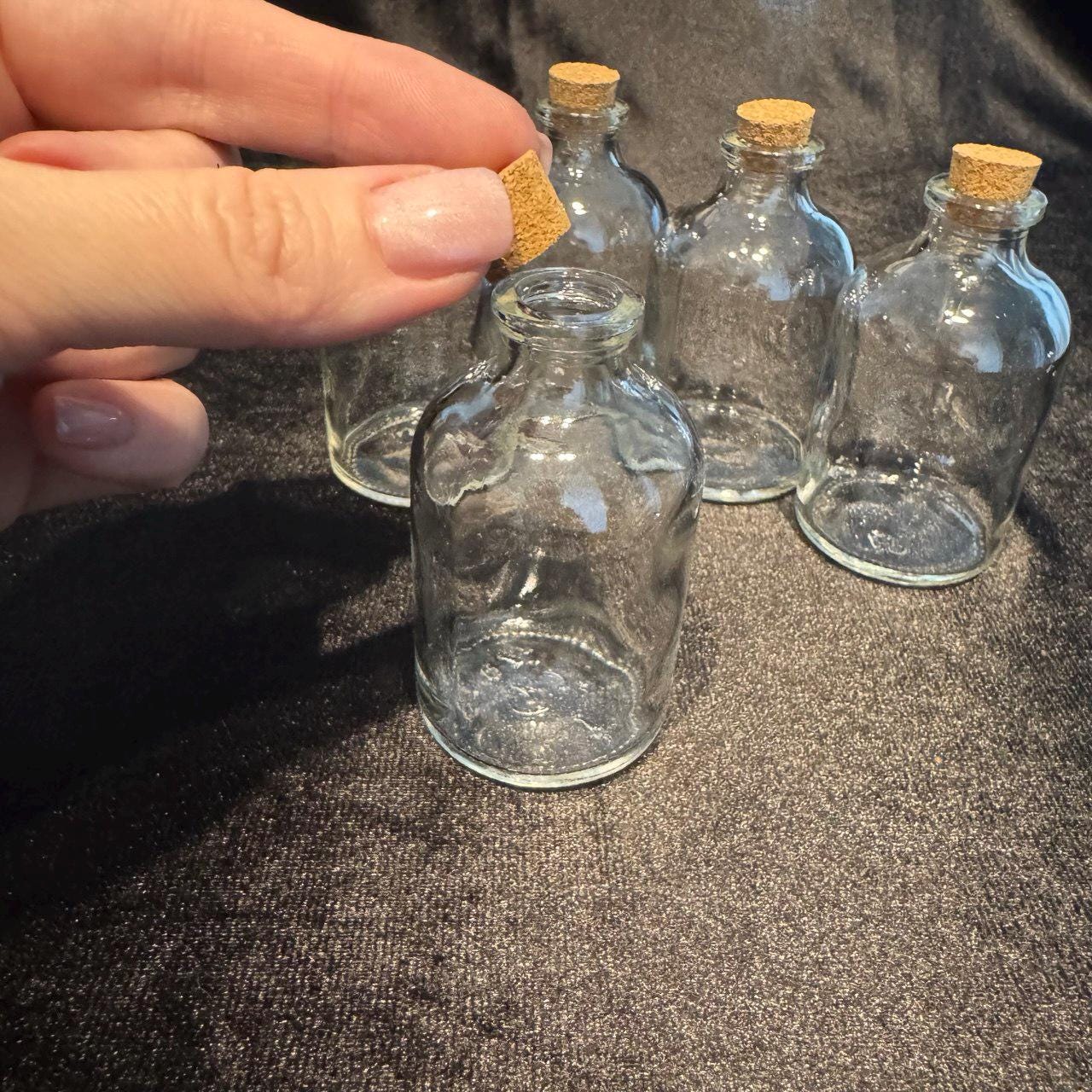 Spell Bottles Set: Glass Apothecary Jars with Cork Lids