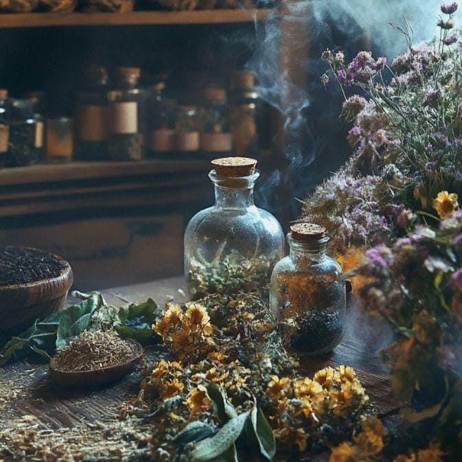 Spell Bottles Set: Glass Apothecary Jars with Cork Lids