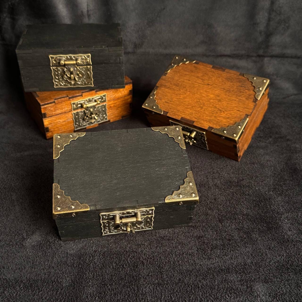 Engraved Wooden Storage Box, Vintage Witch Altar Box, Crystal Storage Chest
