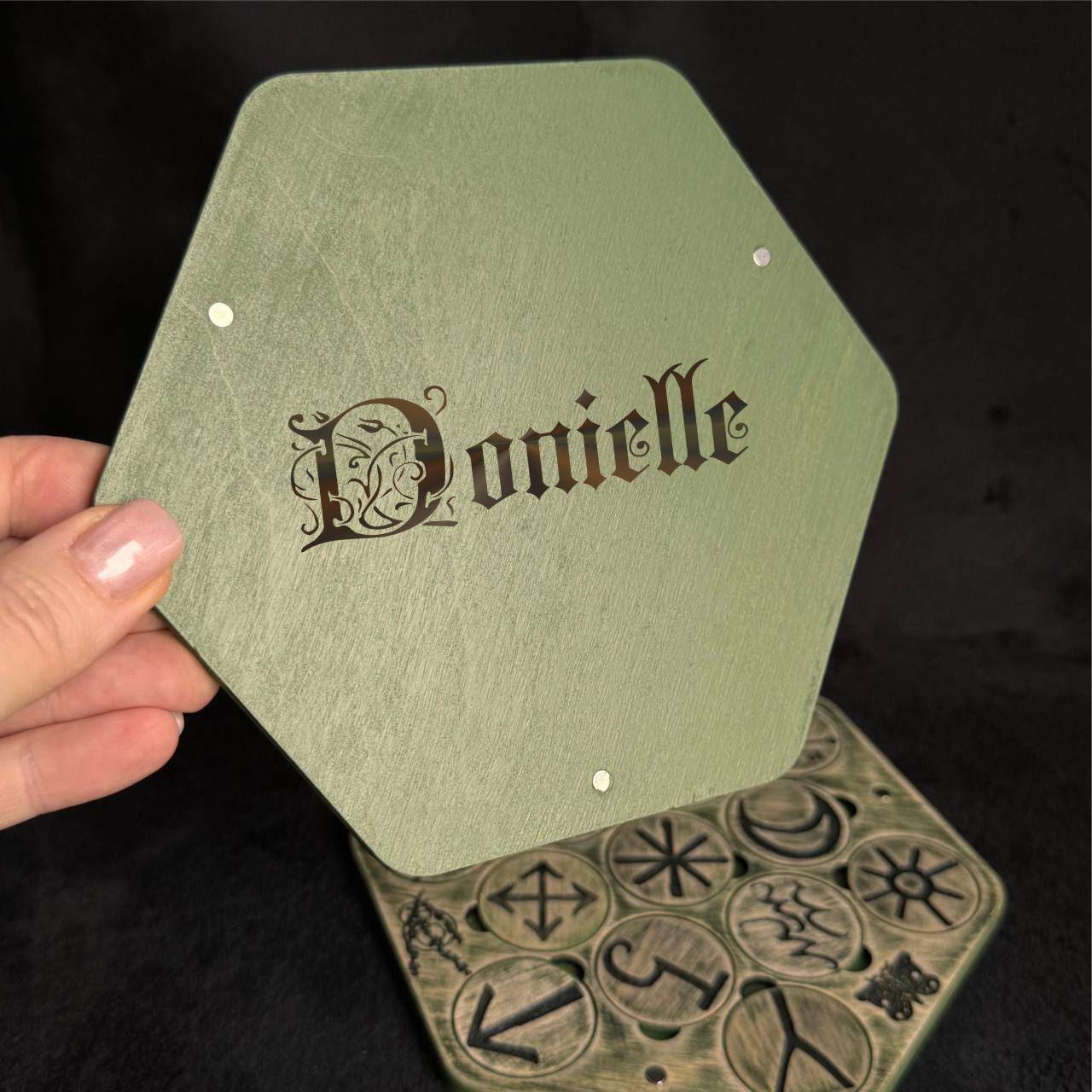 Witch Runes Set with Lid, Wooden Divination Symbols Board, Pagan Altar Tool