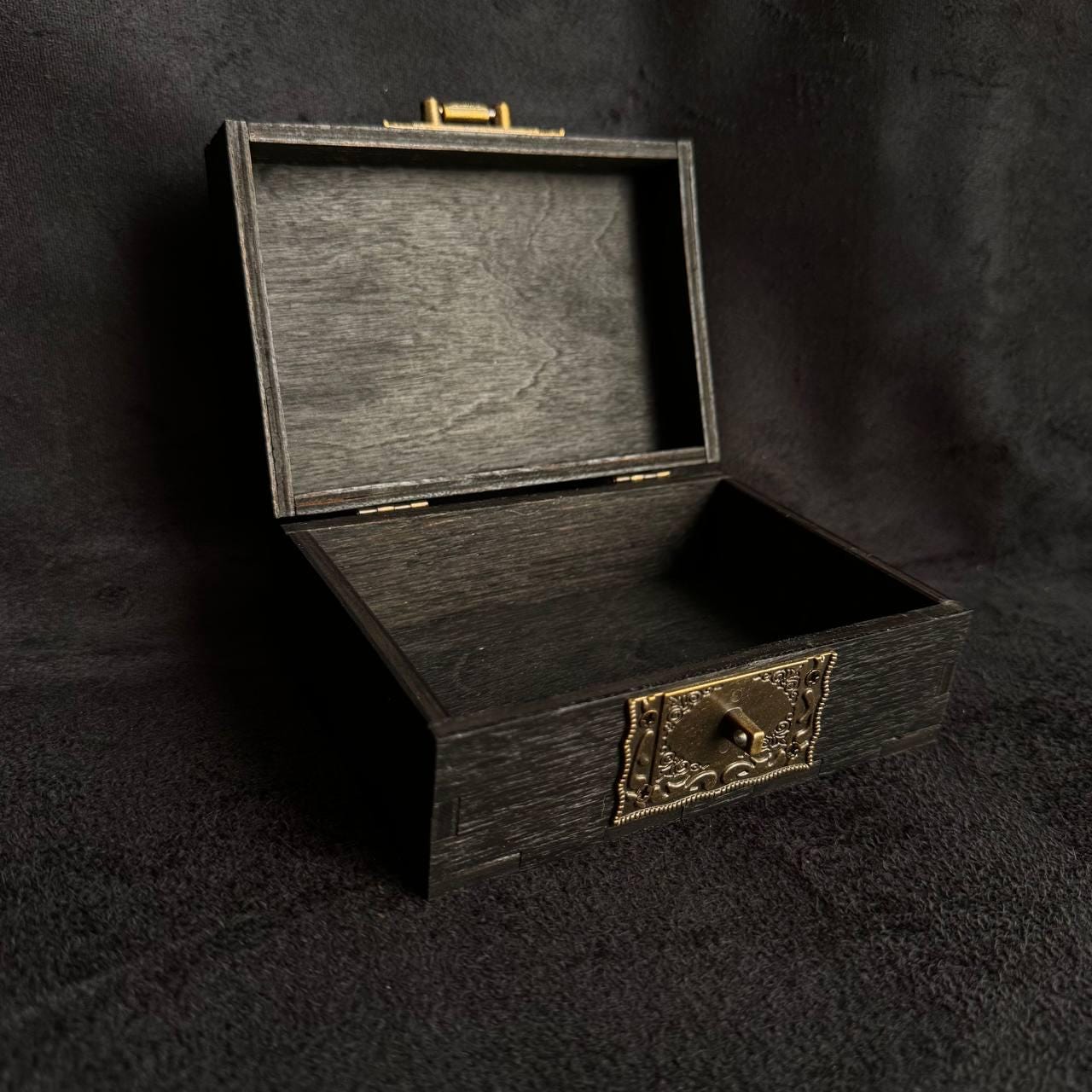 Wooden Treasure Box with Antique Lock, Vintage Style Jewelry Box Tarot Storage, Keepsake Chest