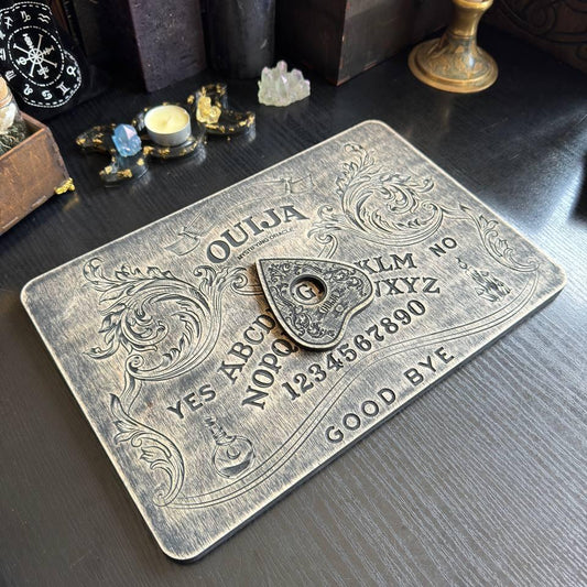 Floral Ouija Board with Planchette: Wooden Talking Spirit Board