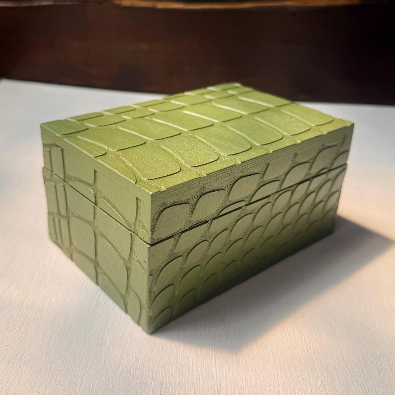 Reptile Texture Tarot Box – Wooden Card & Crystal Storage