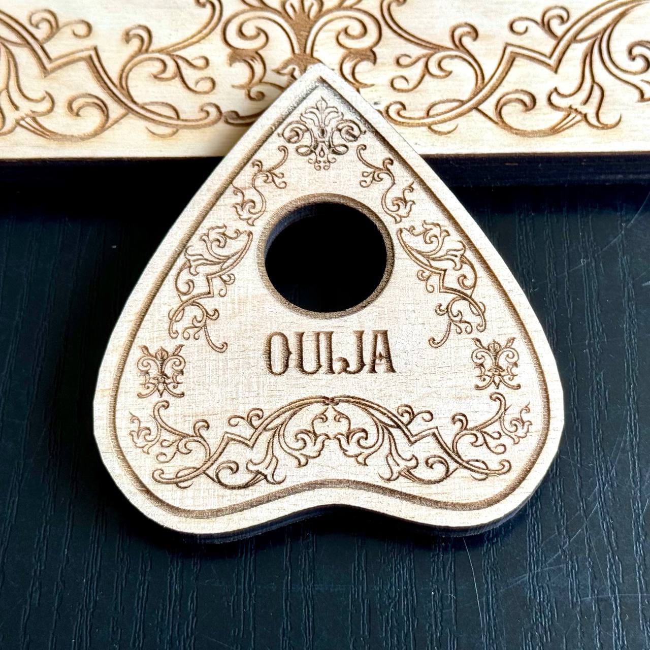 Ukrainian Wooden Ouija Board with Planchette, Folk Spirit Game Decor