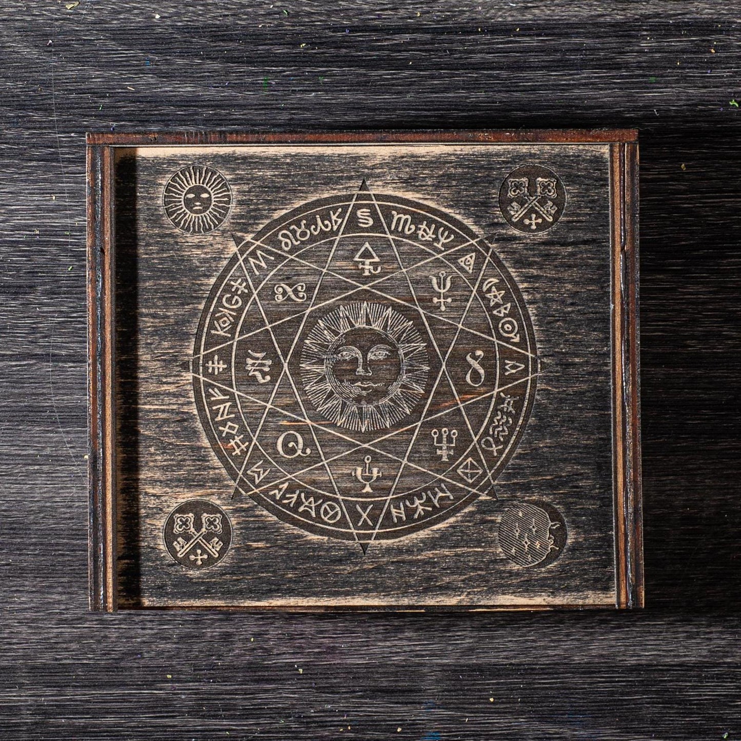 Tarot Card Holder Box – Personalized Wooden Witch Box for Crystals, Wiccan Pagan Ritual Storage