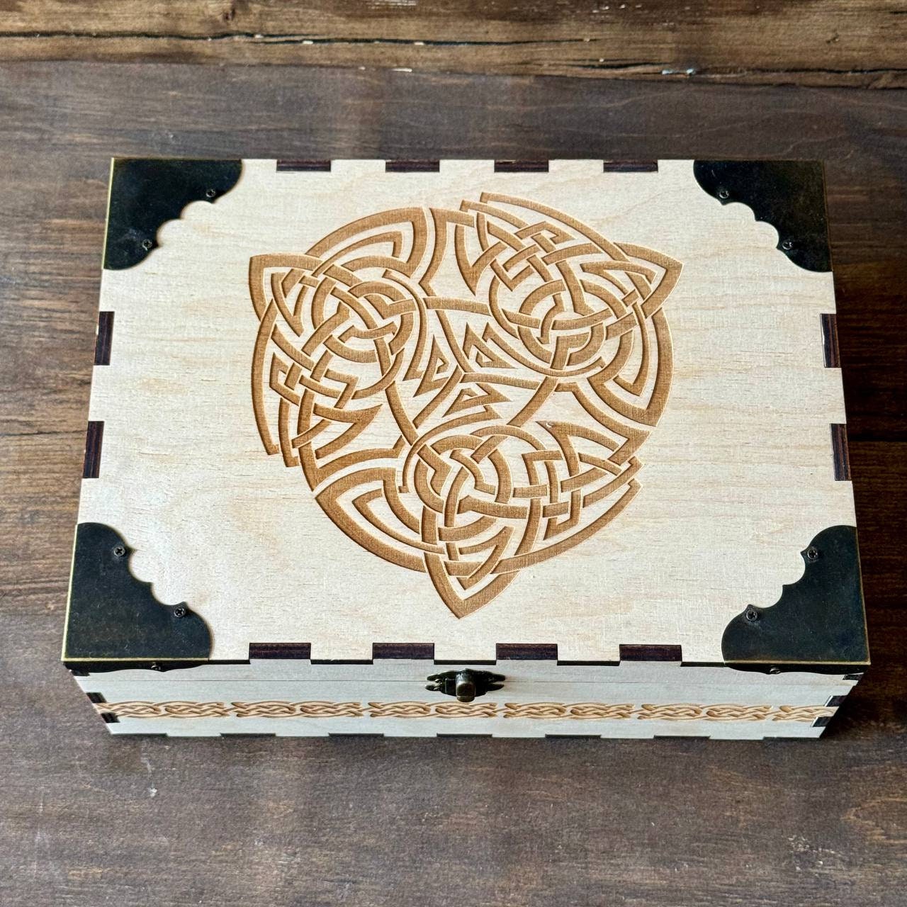 Celtic Wooden Tarot Box | Handcrafted Witchcraft Storage Chest & Altar Decor