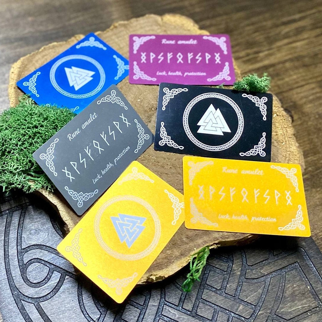 Luck, Health, Protection Amulet, Rune Amulet Cards for Luck Health Protection, Norse Symbol Talisman Set