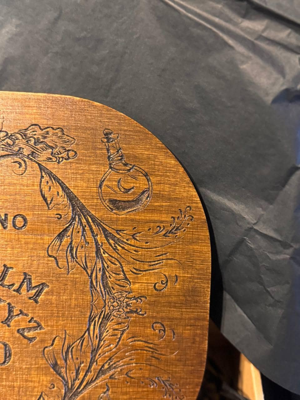 Wooden Ouija Board with Planchette, Gothic Spirit Game for Ritual Decor