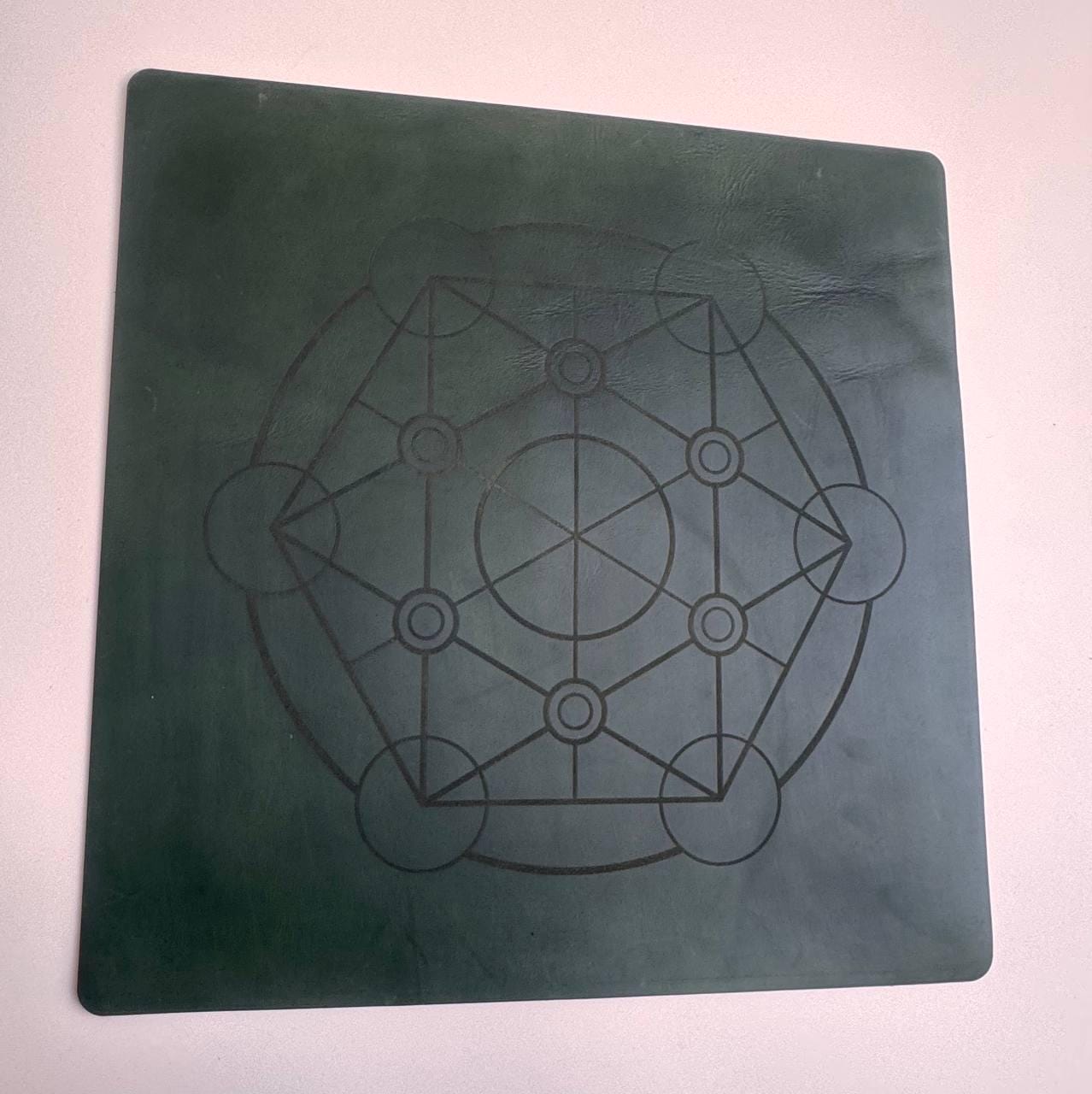 Metatron Circle Leather Dowsing Mat for Runes & Charms