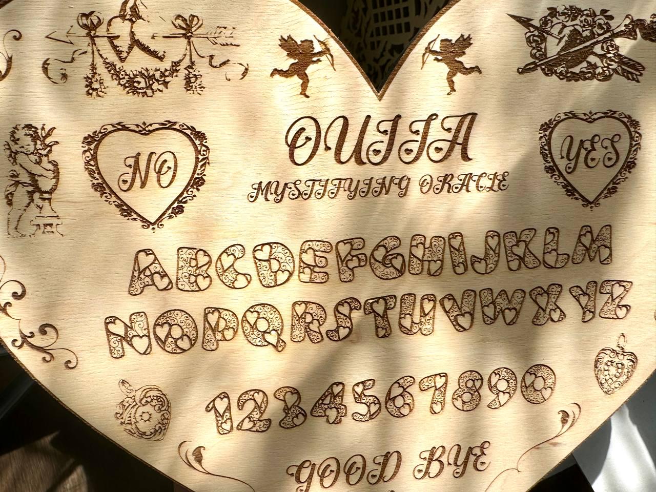 Love Ouija Board Heart Shape with Planchette, Romantic Witch Gift Decor