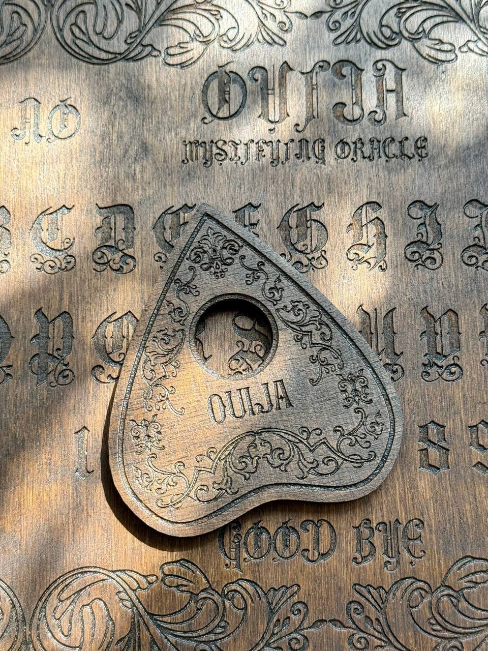 Floral Wooden Planchette, Engraved Spirit Board Pointer, Witchy Divination Decor, Gothic Altar