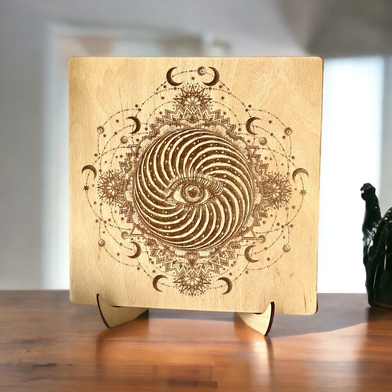 All Seeing Eye Wooden Altar Board with Stand, Occult Decor