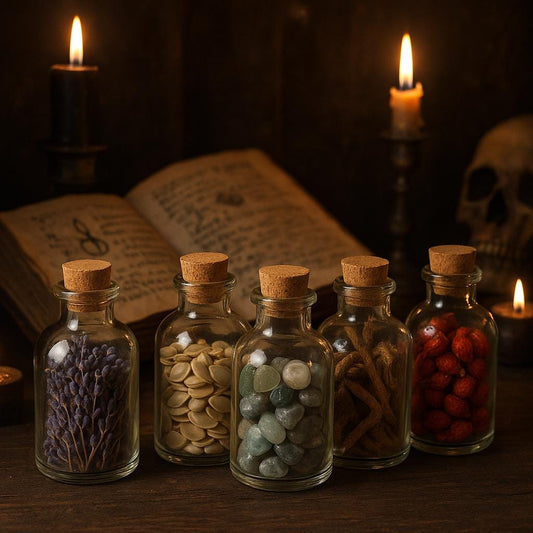Spell Bottles Set: Glass Apothecary Jars with Cork Lids