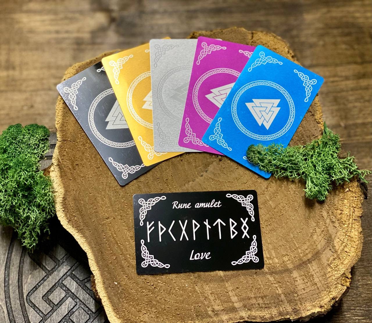 Love runic amulet, cards with runes stav, esoteric talisman gift, runes metaphysical cards for attraction