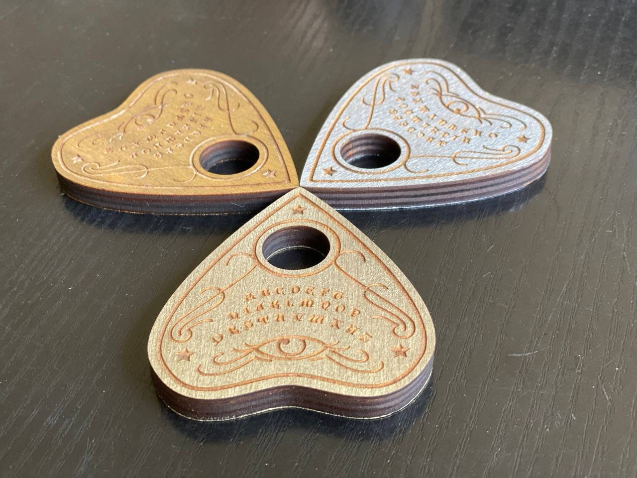 Engraved Wooden Planchette for Ouija Board: Esoteric Talking Board Tool