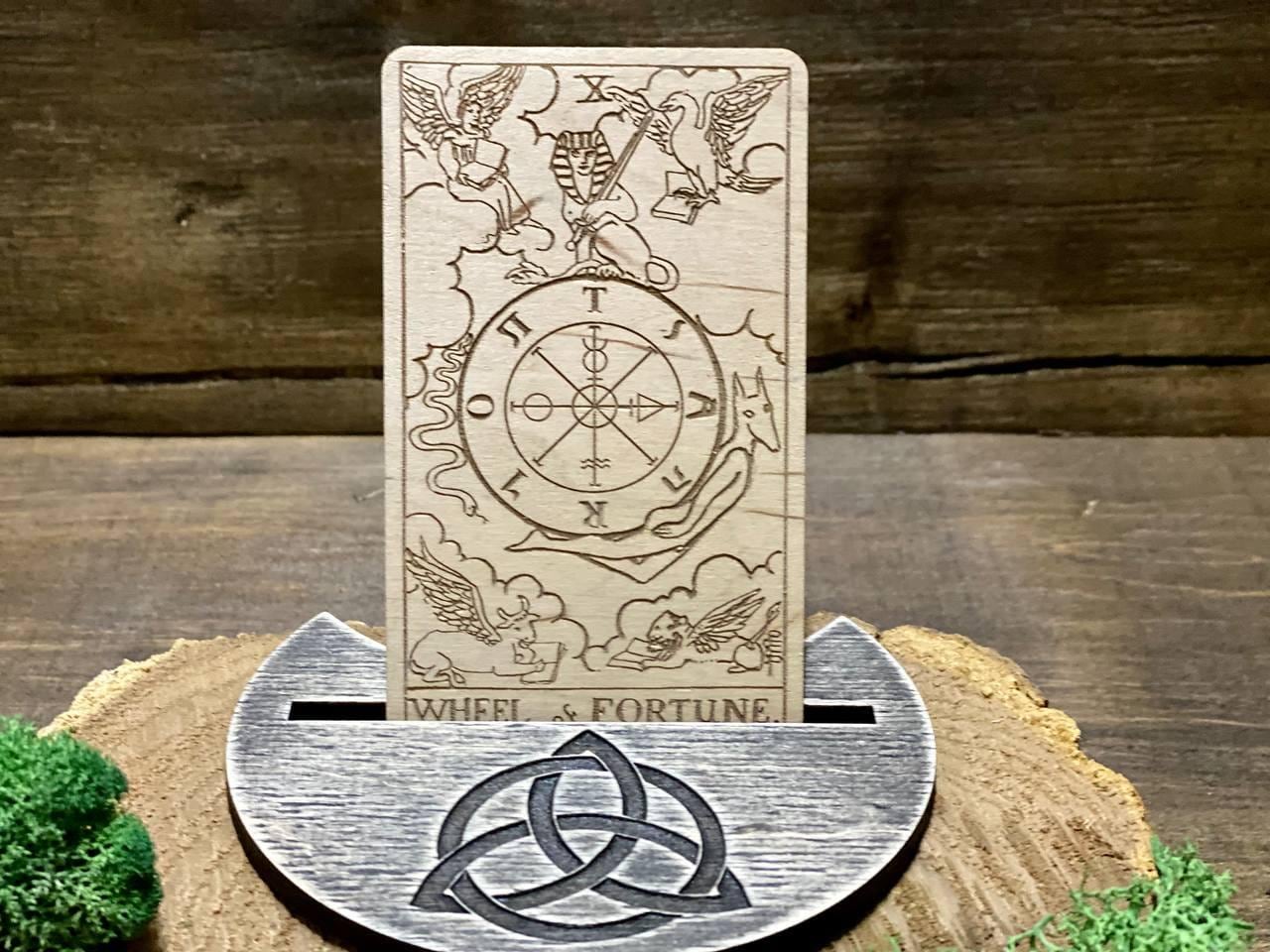 Wheel of Fortune Tarot Card Wooden Rider–Waite–Smith Major Arcana