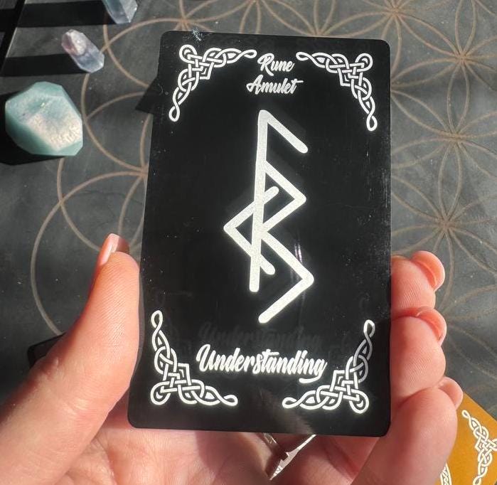 Runic Amulet Card Mutual Understanding, Celtic Talisman, Spiritual Wallet Card, Rune Charm