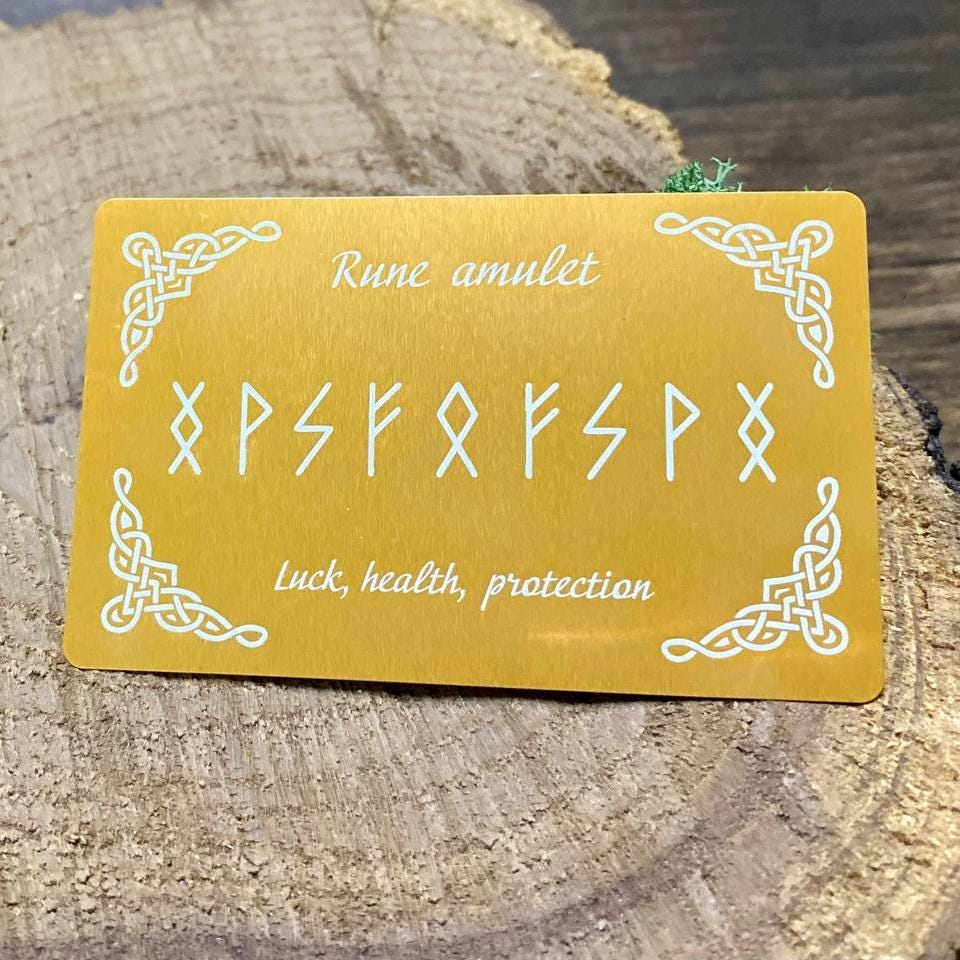 Luck, Health, Protection Amulet, Rune Amulet Cards for Luck Health Protection, Norse Symbol Talisman Set