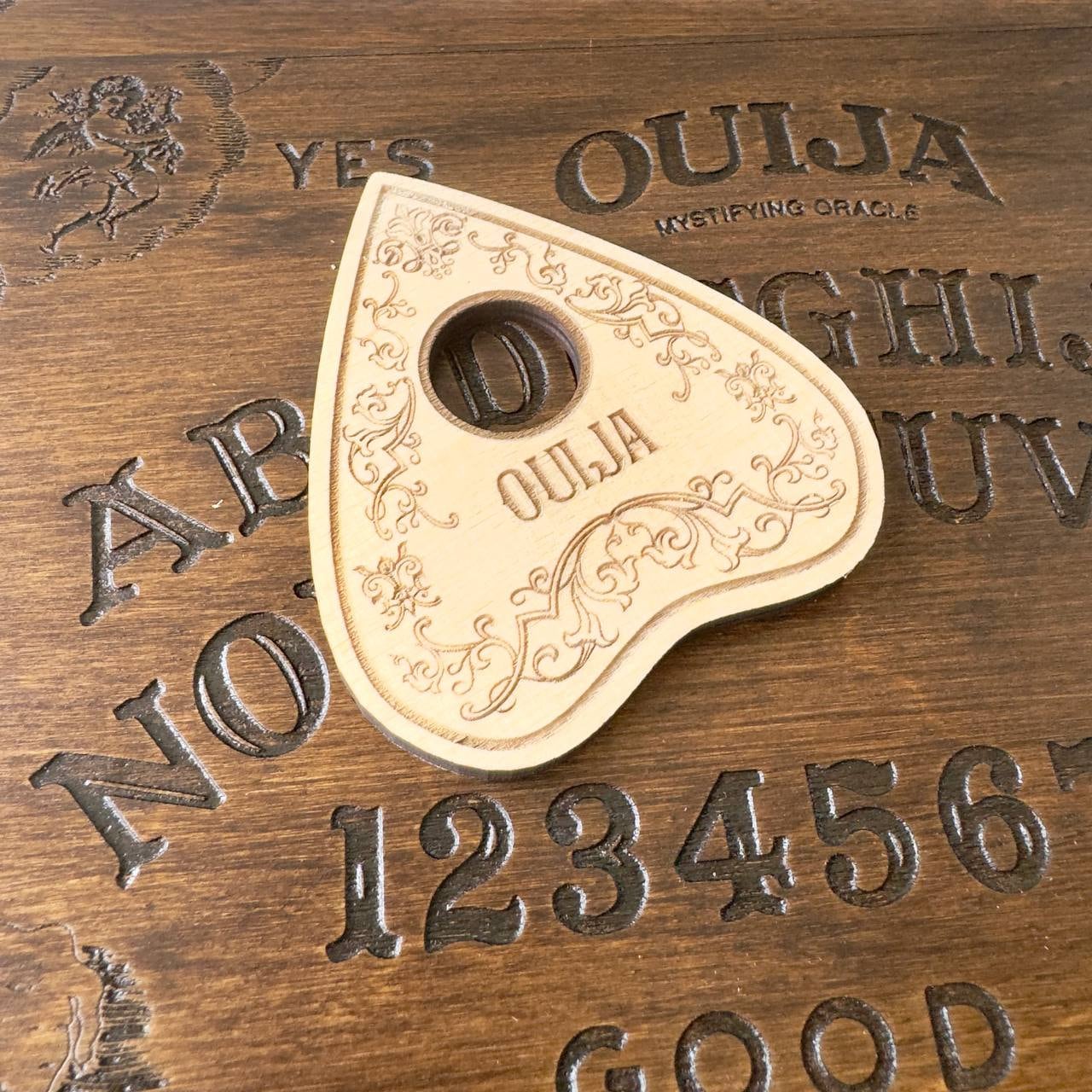 Wooden Ouija Planchette, Engraved Spirit Board Pointer, Witchcraft Divination Tool