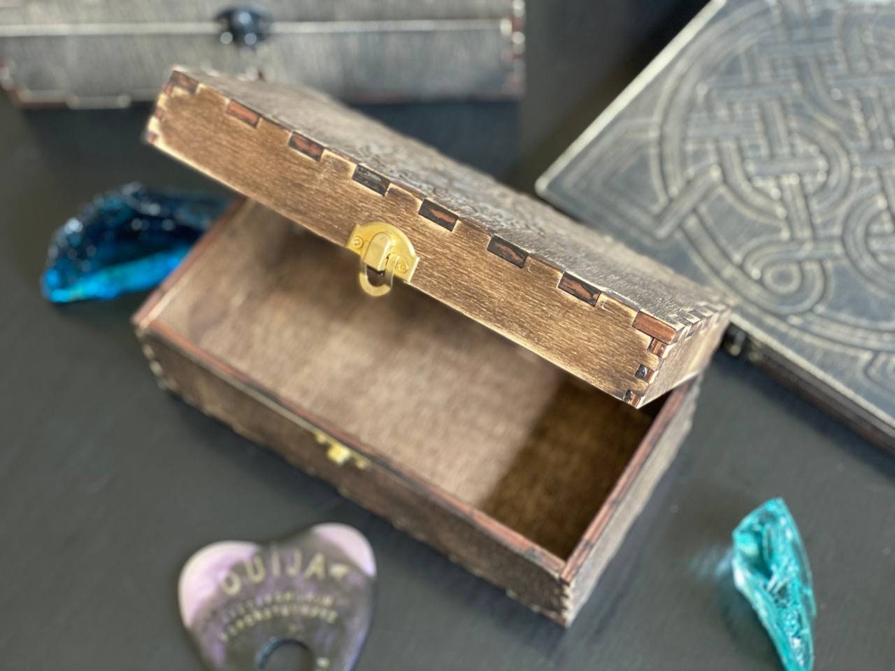 Personalized Witch Altar Box, Wooden Tarot Storage Chest, Pagan Ritual Organizer