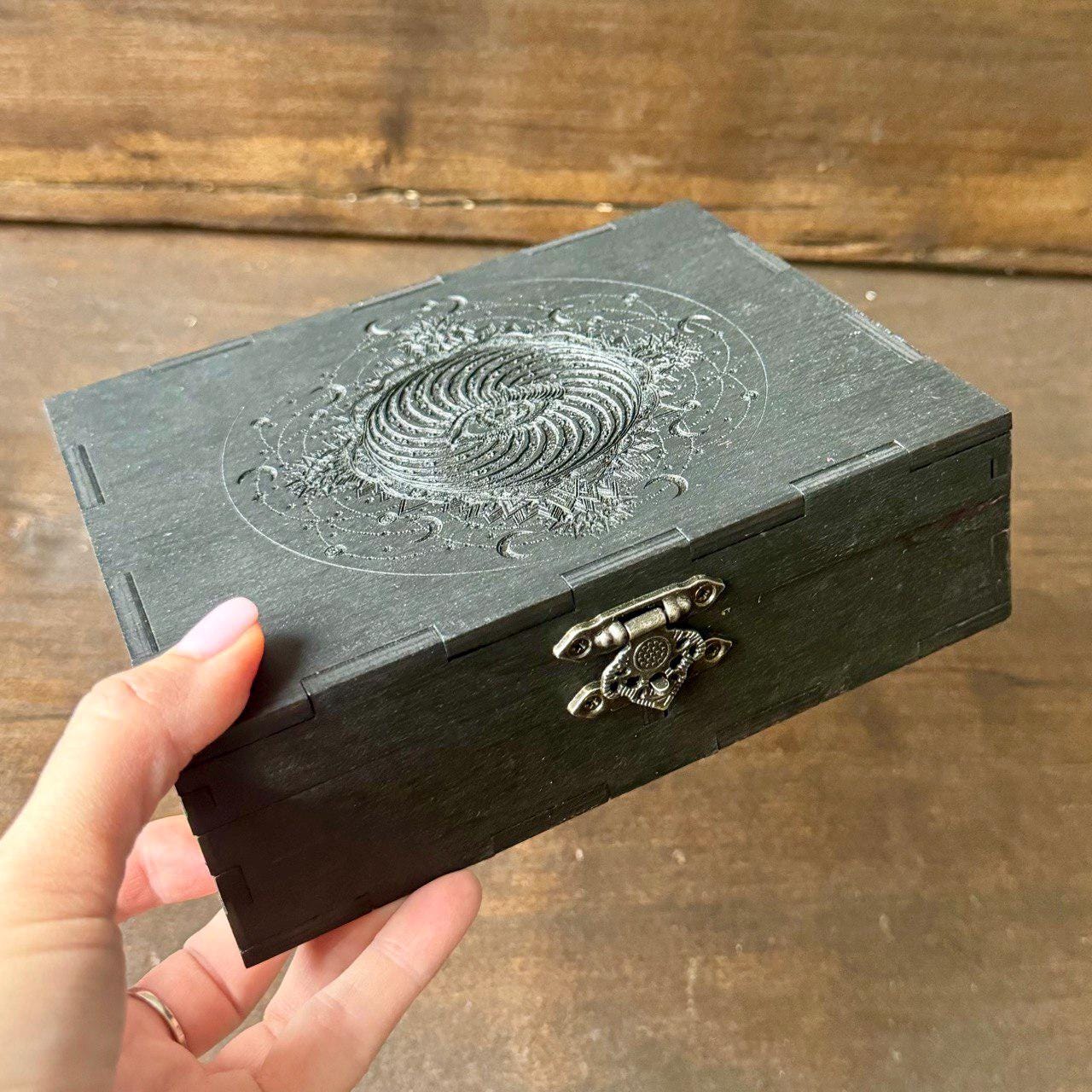 Tarot Card Holder - Personalized Double Deck Wooden Box | Engraved Magical Storage