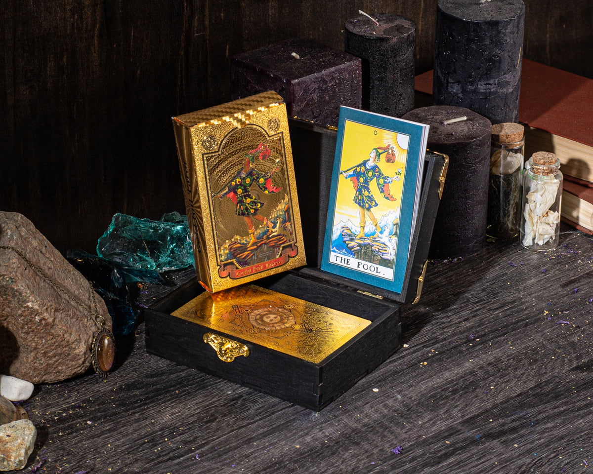 Gold Foil Rider Waite Smith Tarot Deck with Personalized Box