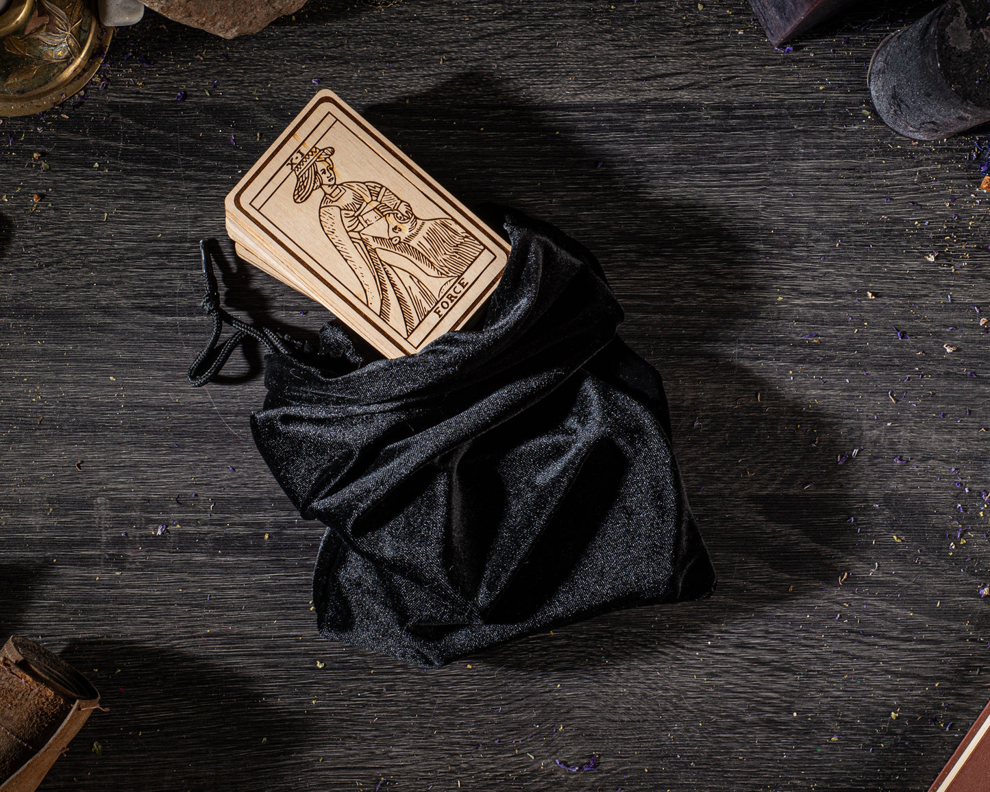 Tarot deck for divination and spiritual readings flat lay