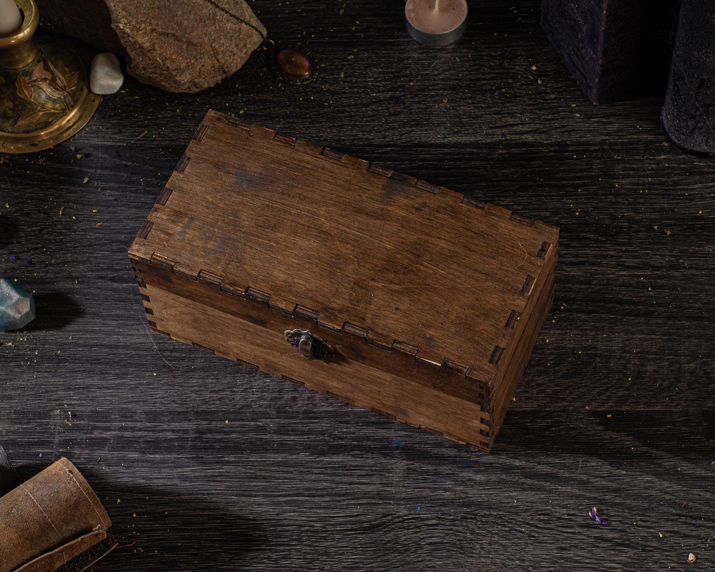 Collectible crystals box, kids treasures storage, wooden chest for stones collection, teenager gift