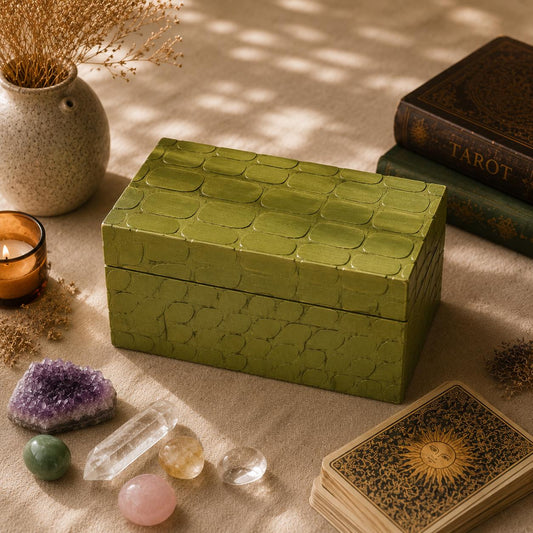 Reptile Texture Tarot Box – Wooden Card & Crystal Storage