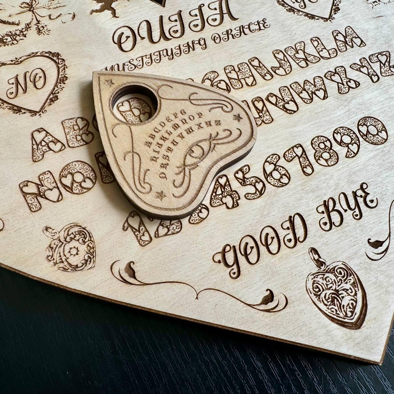 Love Ouija Board Heart Shape with Planchette, Romantic Witch Gift Decor