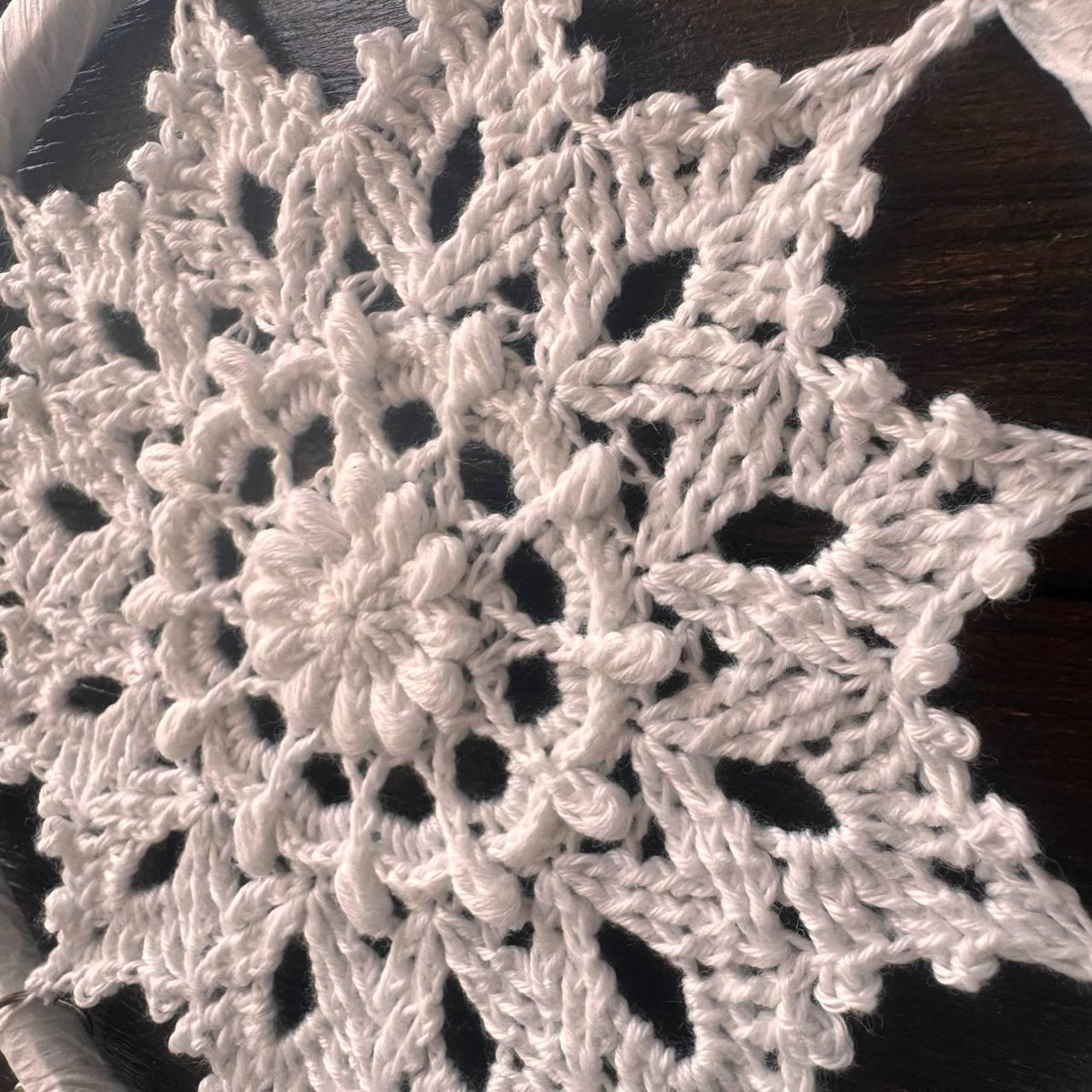 White Crochet Mandala Wall Hanging – Boho Nursery Decor