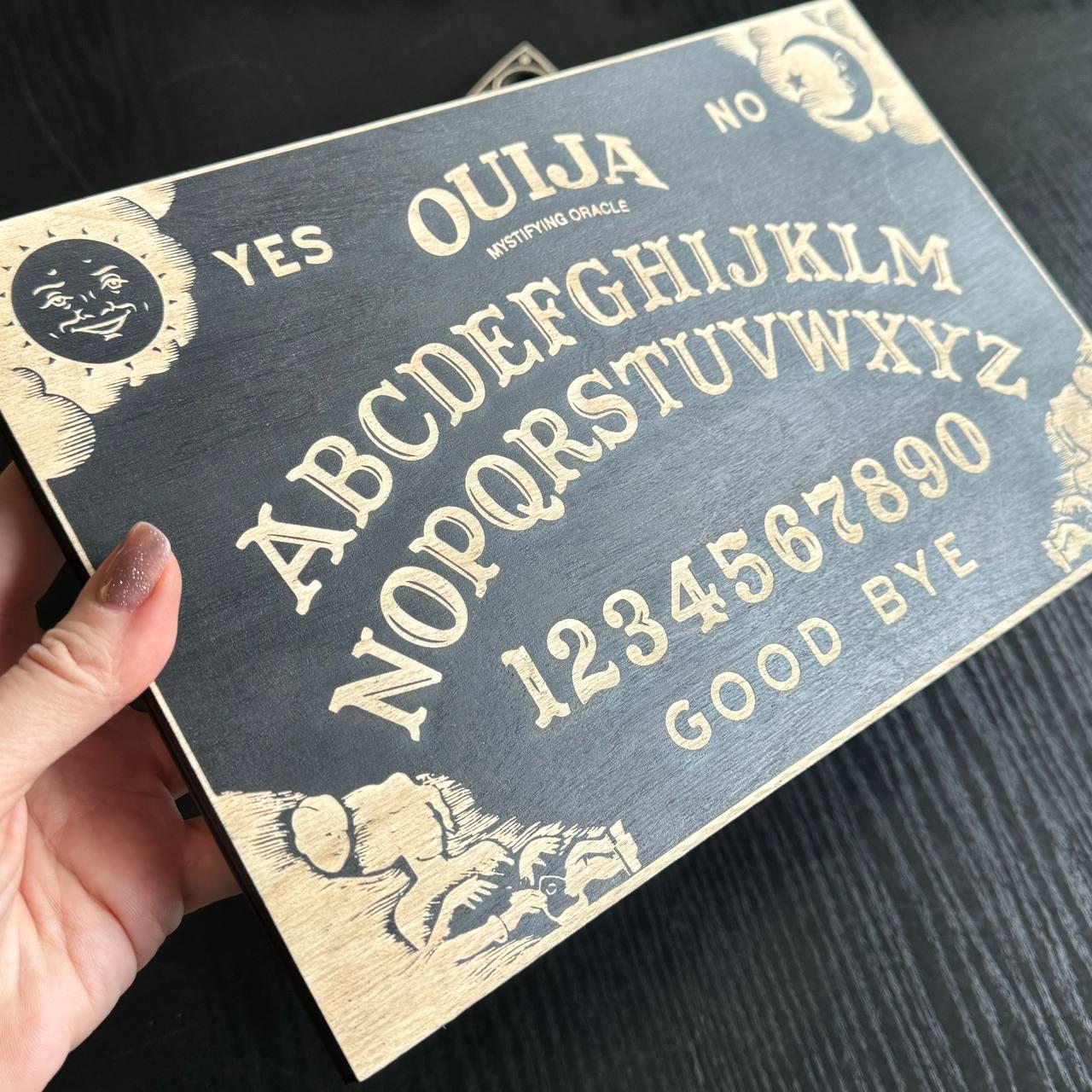 Black Wooden Ouija Board and Planchette Set: Esoteric Talking Spirit Board