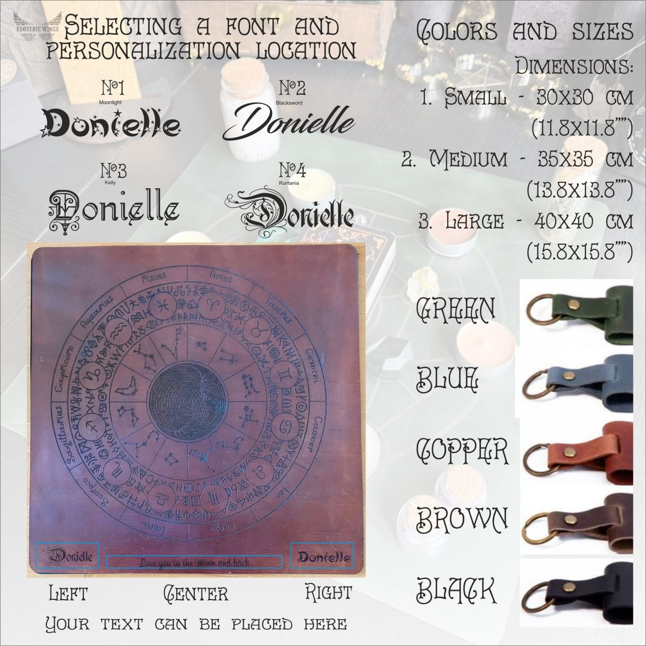 Flower of Life Leather Divination Mat for Tarot & Runes