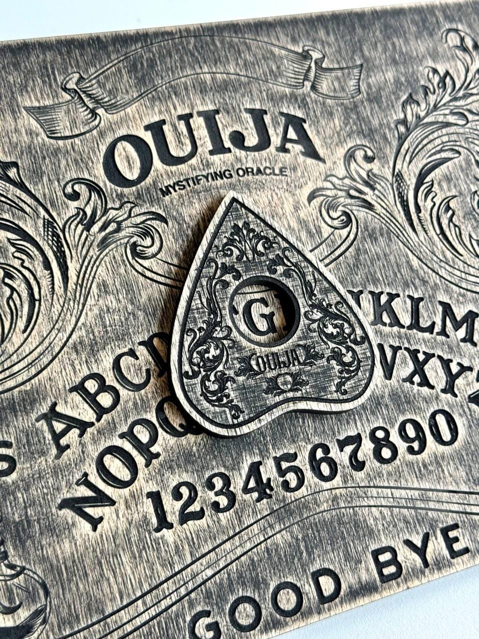 Floral Ouija Board with Planchette: Wooden Talking Spirit Board