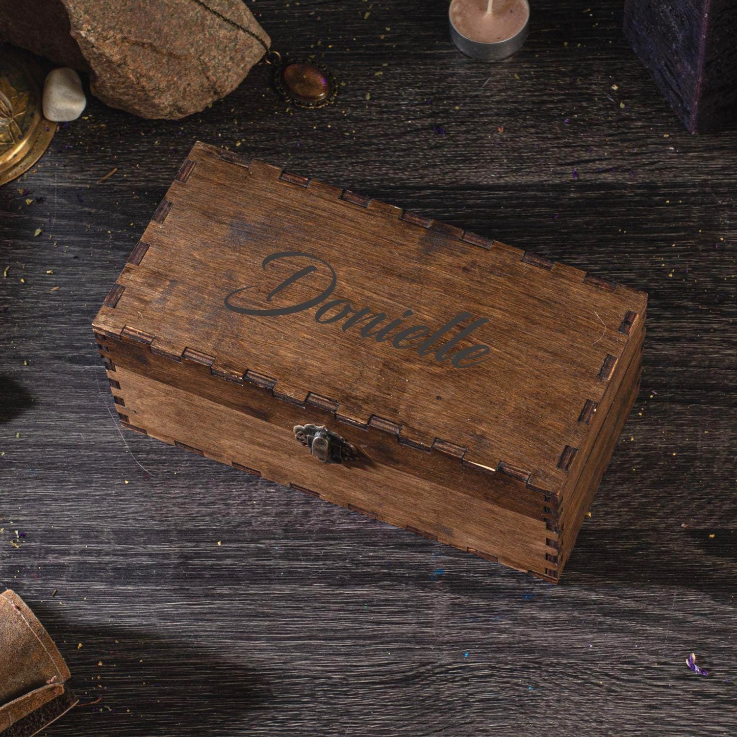 Collectible crystals box, kids treasures storage, wooden chest for stones collection, teenager gift