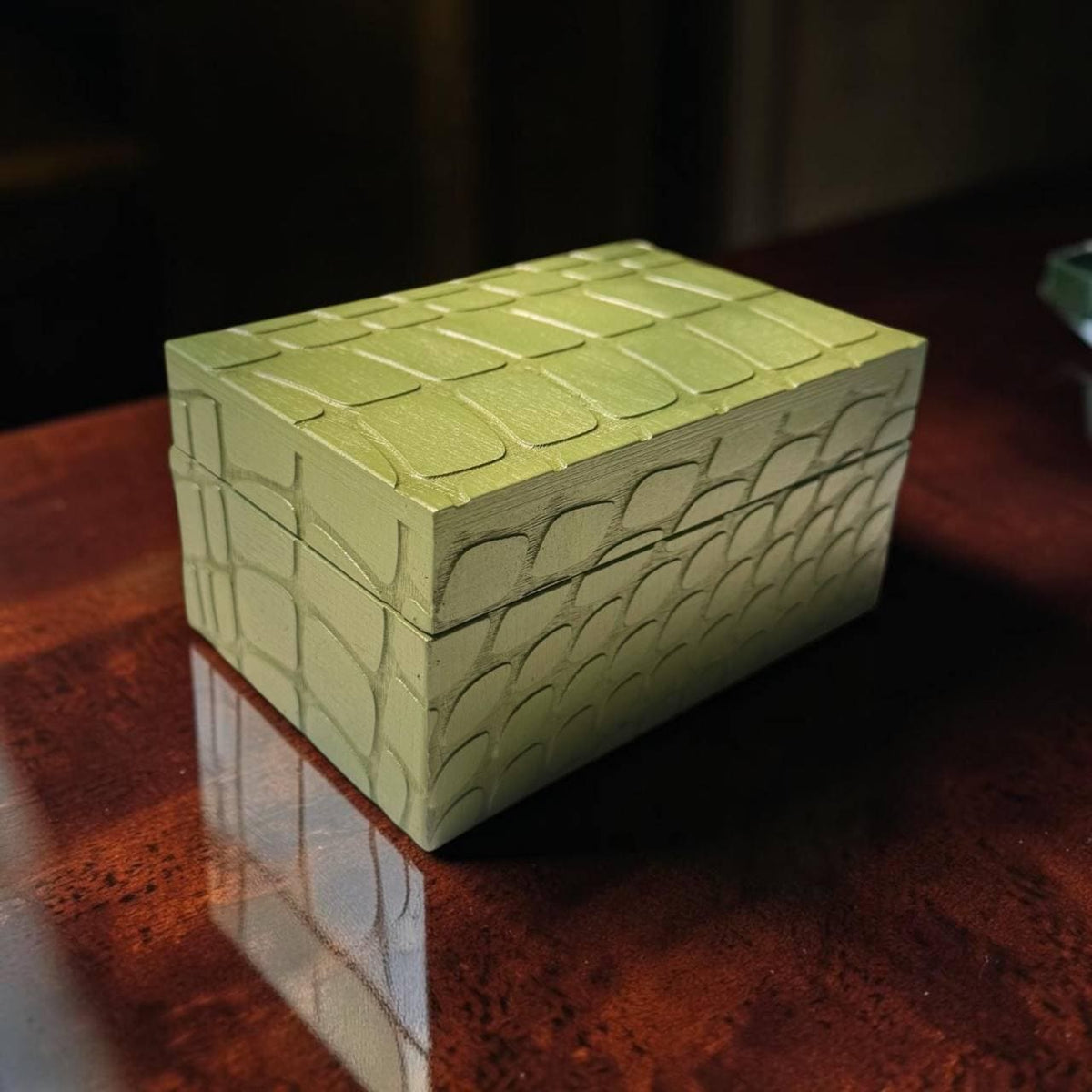 Reptile Texture Tarot Box – Wooden Card & Crystal Storage