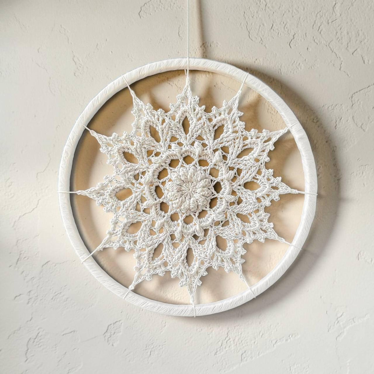 White Crochet Mandala Wall Hanging – Boho Nursery Decor