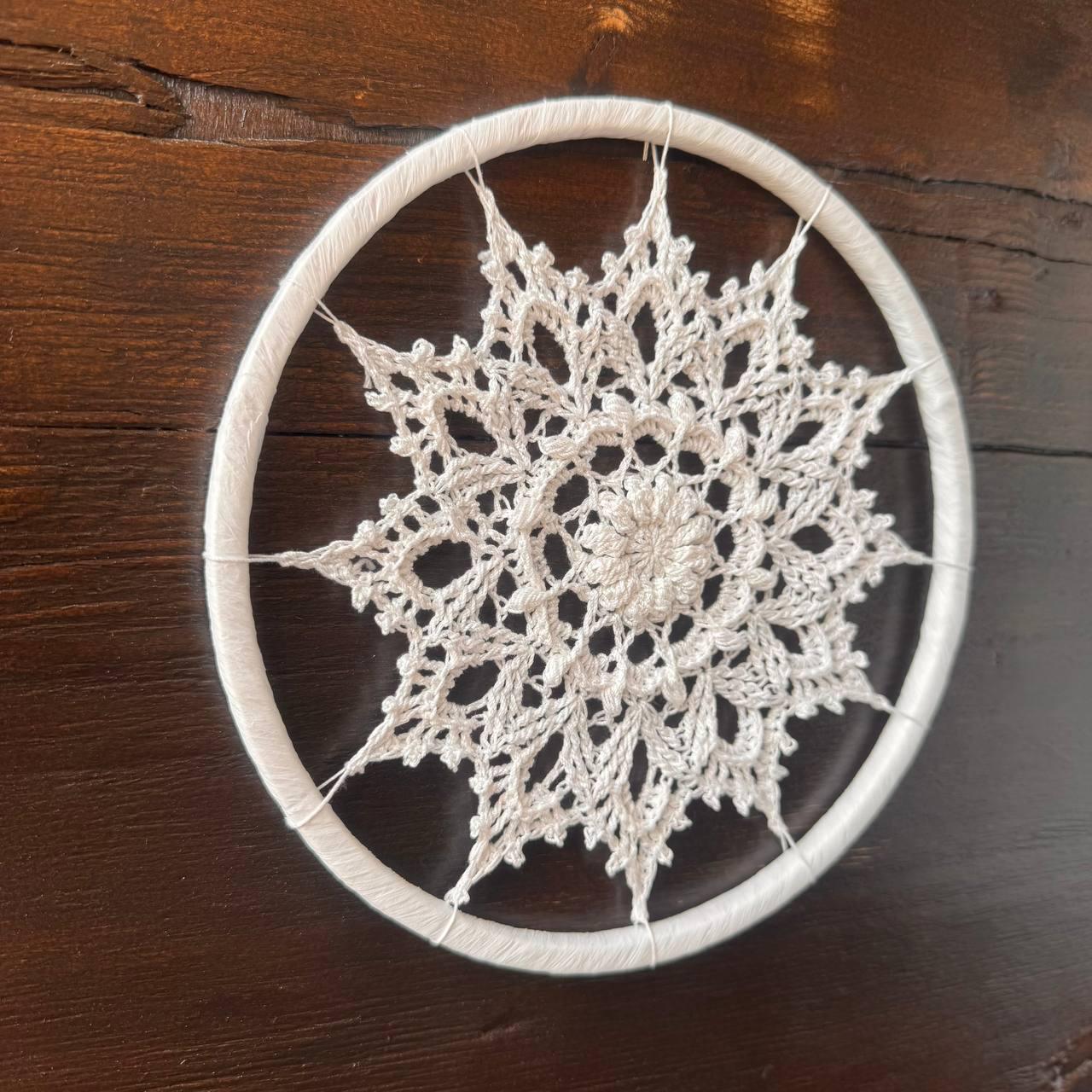 White Crochet Mandala Wall Hanging – Boho Nursery Decor