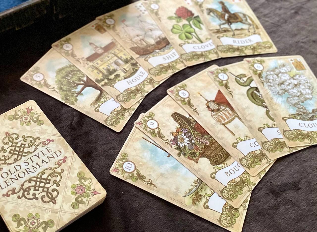 Old Style Lenormand Deck with Personalized Wooden Box