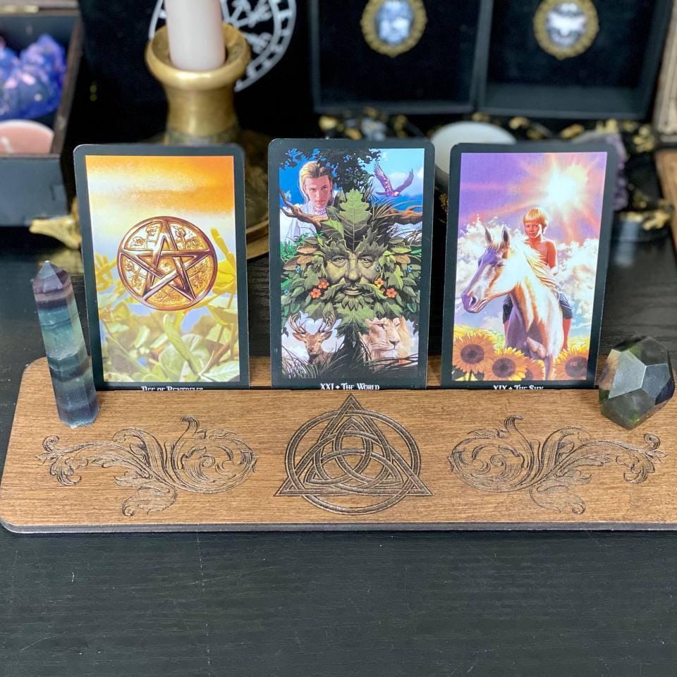 Wooden Tarot Card Holder for Daily Pulls, Personalized Altar Card Stand