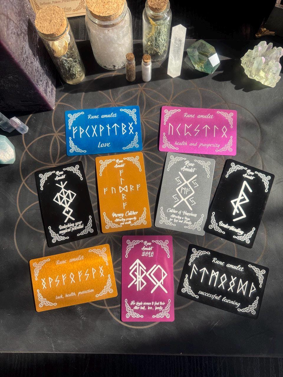 Student Gift Amulet – Runic Talisman for Exams | Laser Engraved Aluminum Card