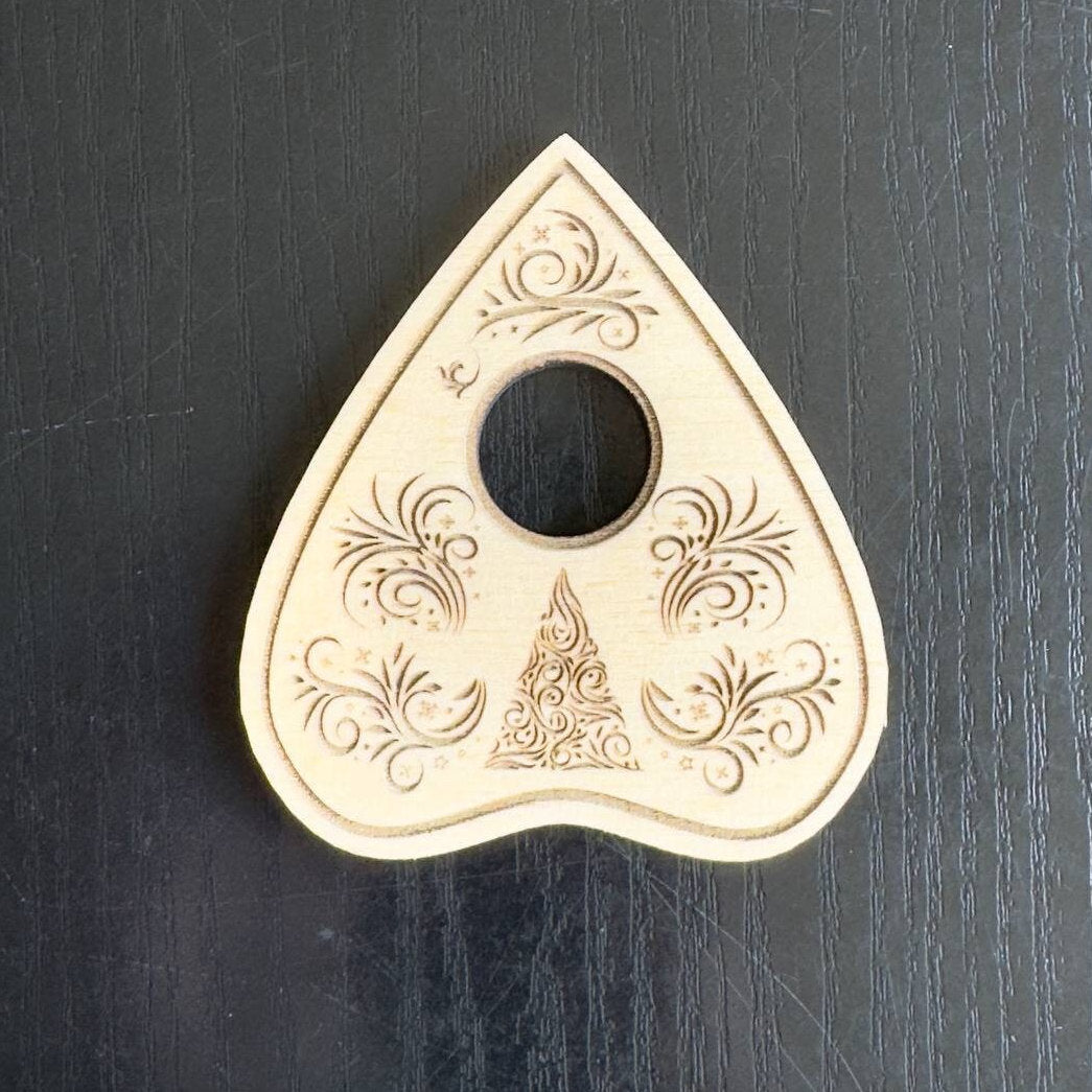 Christmas Tree Ouija Planchette: Engraved Wooden Spirit Board Tool