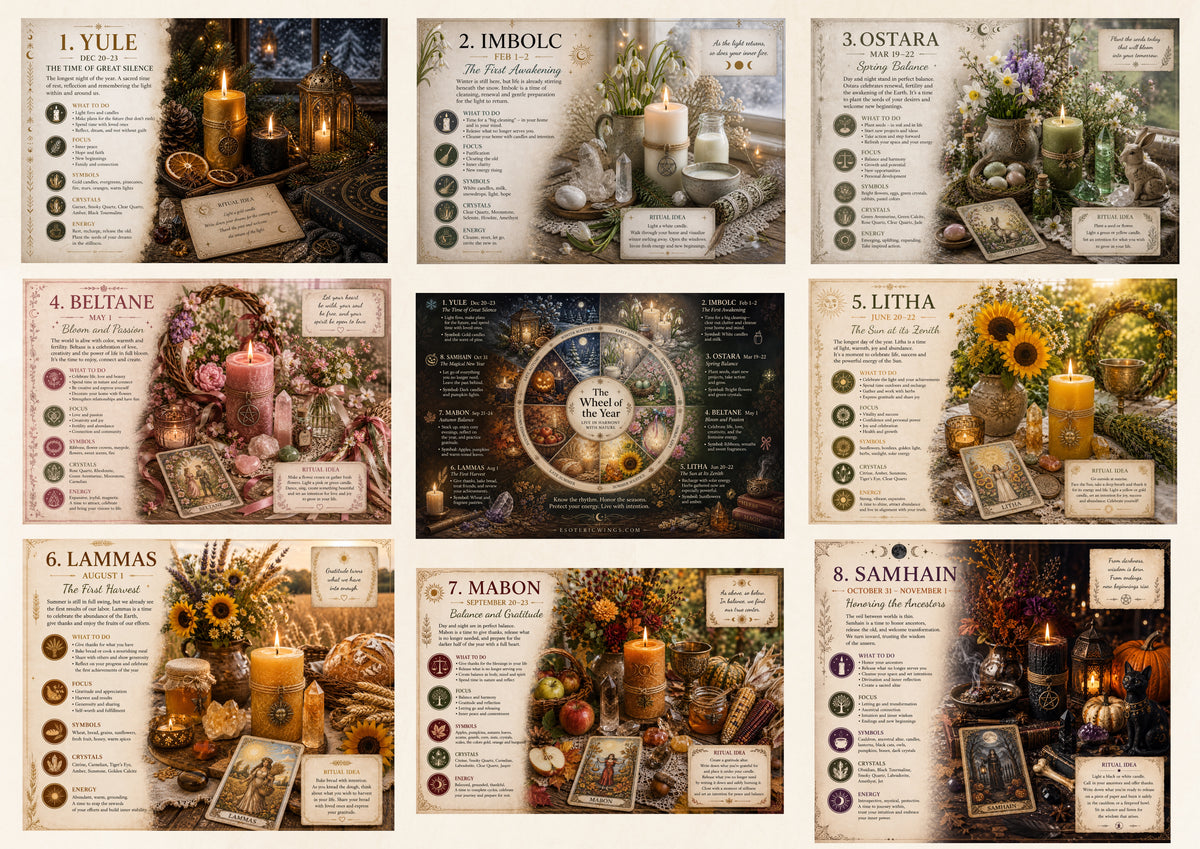 Wheel of the Year Digital Cards – 9 Pagan Sabbat Guides