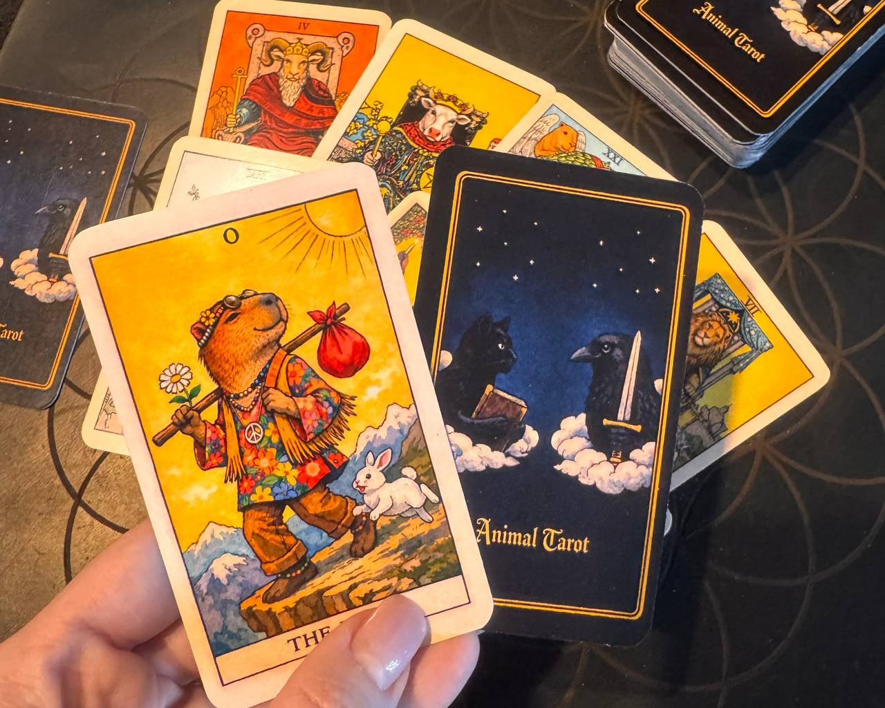 Animal tarot cards deck with illustrated animal symbolism – complete divination set