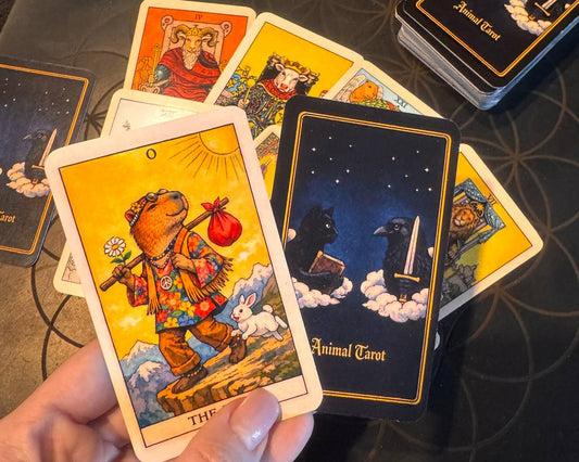 Animal tarot cards deck with illustrated animal symbolism – complete divination set