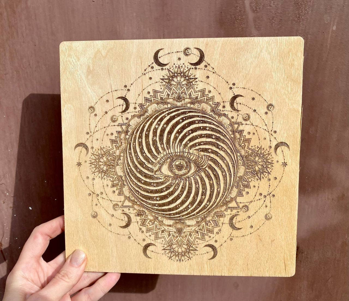 All Seeing Eye Wooden Altar Board with Stand, Occult Decor