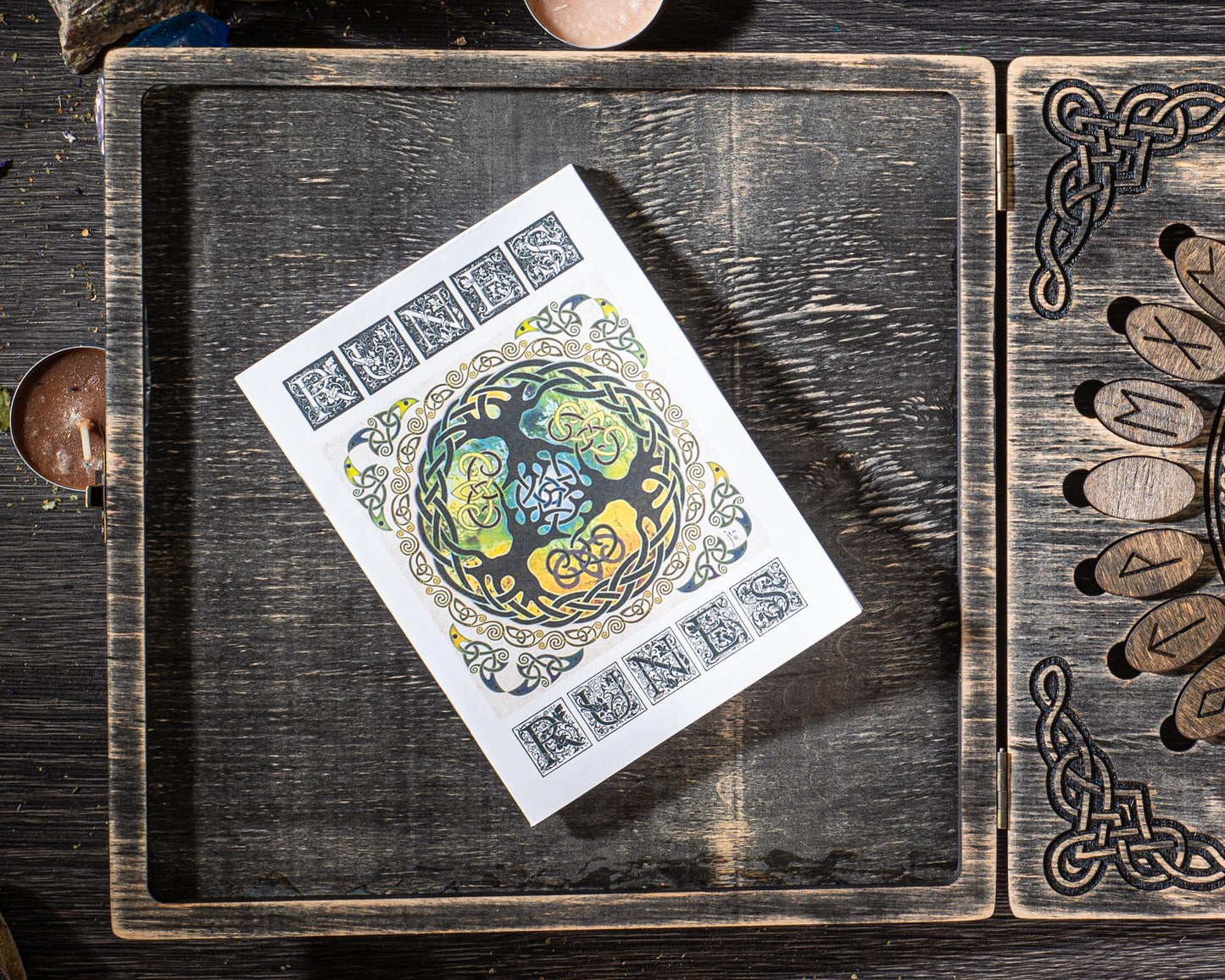 Futhark Runes Set: Norse Divination Tools with Wooden Box