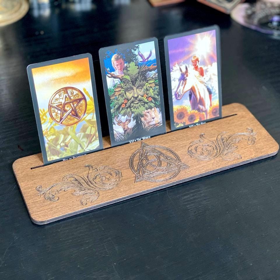 Wooden Tarot Card Holder for Daily Pulls, Personalized Altar Card Stand